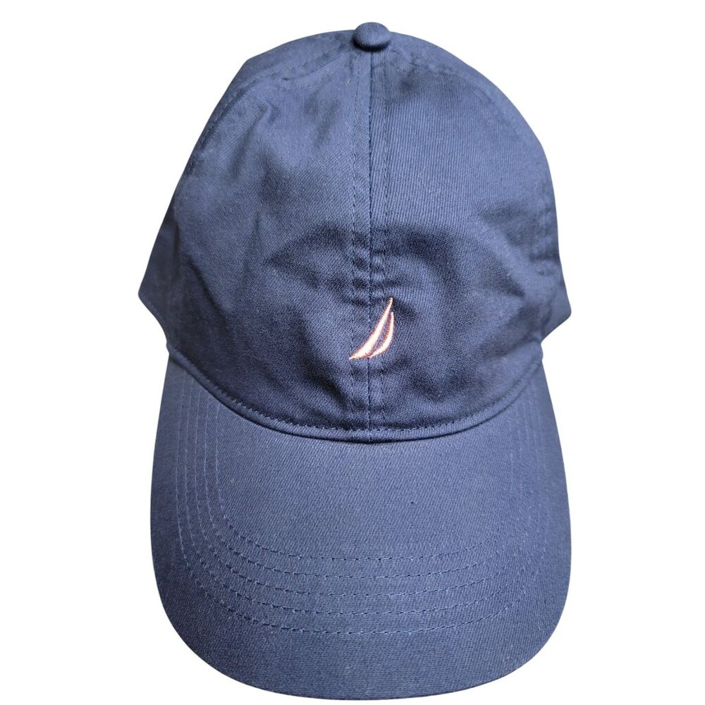 Nautica Womens Adjustable Blue Fabric Pink Logo Baseball Golf Hat